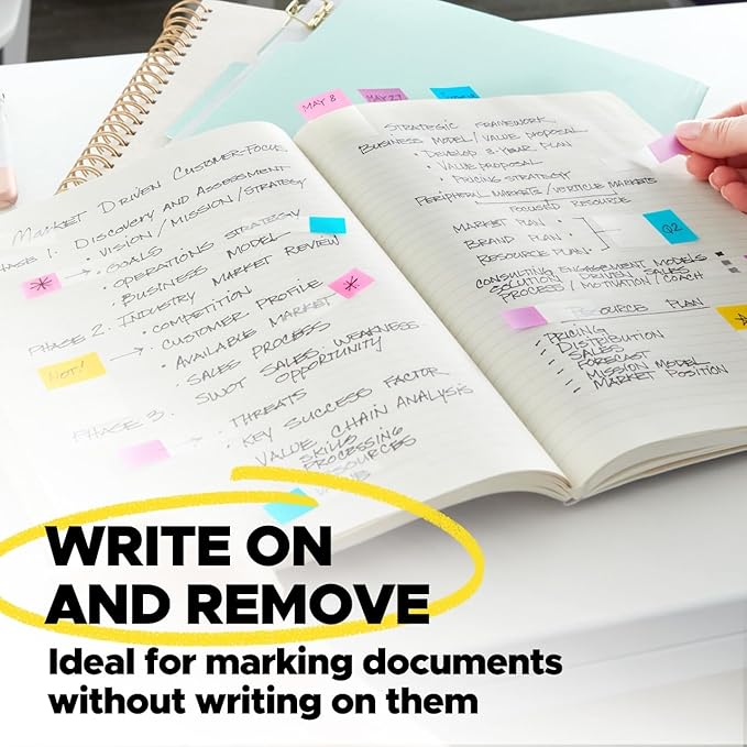 Post-it Flags in Portable Dispenser, 100 Flags/Pack, .47 in x 1.7 in, 20 Each of Red, Bright Orange, Yellow, Green, and Blue (683-5CF)