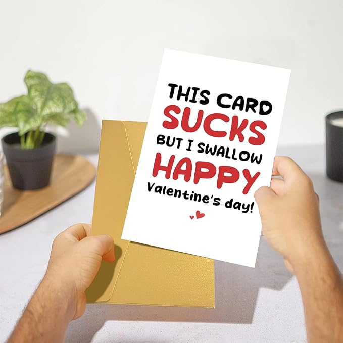 Rude Valentine's Day Card, Funny Valentines Card for Him, Naughty Valentines Day Card for Boyfriend Husband, This Card Sucks But I Swallow