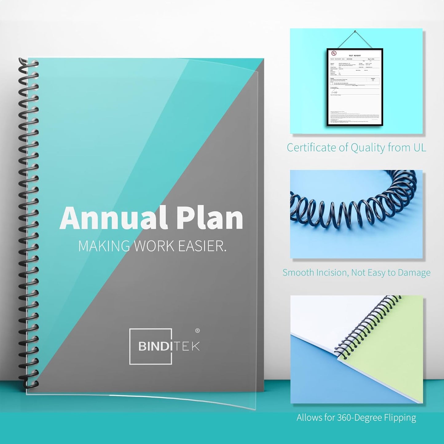 Binditek 100 Pack Plastic Spiral Binding Coils, 14mm(9/16"), 115 Sheet Capacity, 4:1 Pitch, Black, 48 Loops, for Students and Coworkers