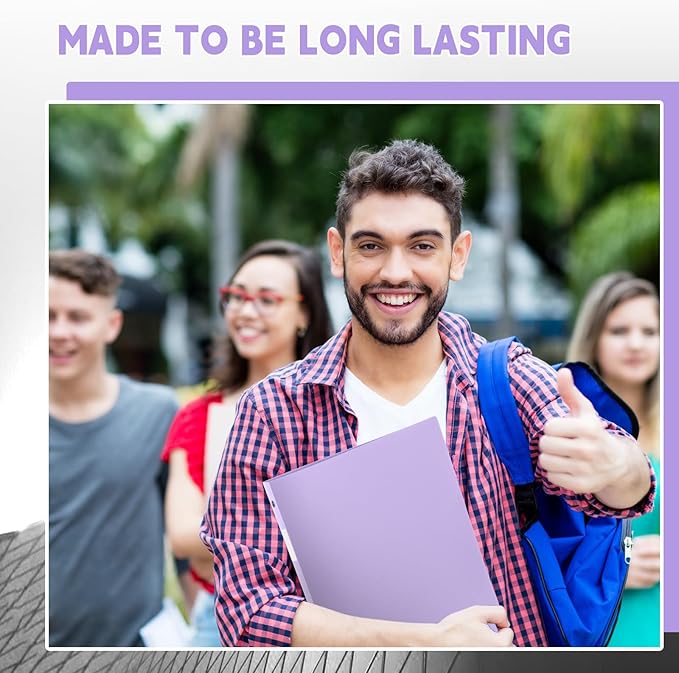 Henoyso 16 Pcs 3 Ring Binder 1/2'' Round Fits Letter Size 8. 5'' x 11'' Paper Plastic Flexible Binder Holds 100 Sheets with 1 Pockets Versatile Organizer for Office Home School (Light Purple)