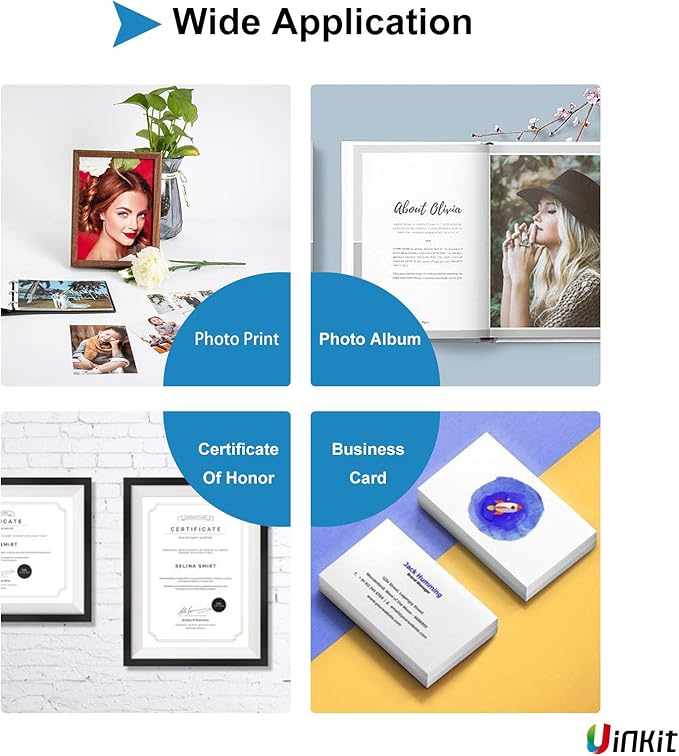 Uinkit 11 x 17 Thick Photo Paper Glossy 11x17 60Sheets 62lb Inkjet Heavyweight 230gsm Gallery show Brochure Pictures Funeral Bulletin Obituary Papers Obituaries Gloss Papers