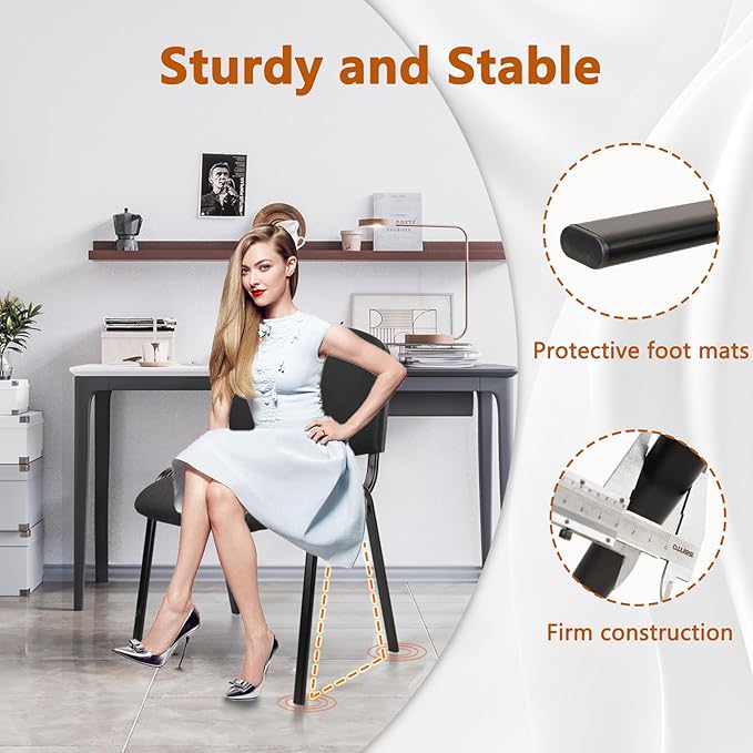 CLATINA Set of 5 Pack Stackable Waiting Room Chairs Fabric Black Reception Chair Metal with Thickened Seat Back Cushion for Waiting Conference Room Guest Stool (5 Pack)