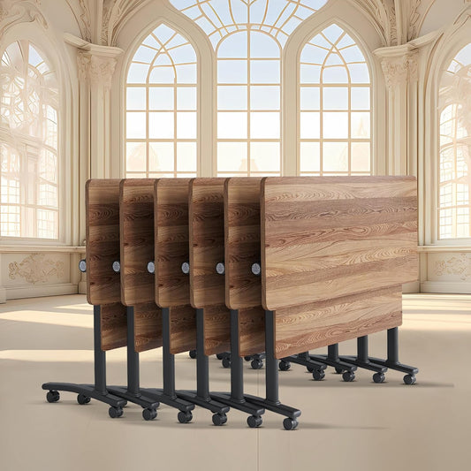 Conference Room Table with Flip-Top Design for Dynamic Meetings, Business Table Computer Desk with Heavy-Duty Frame,Foldable Seminar Meeting Tables for Home Office (6, C, 47.2IN)