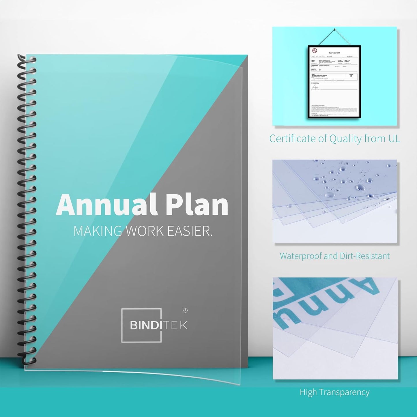 Binditek 200 Pack 7 Mil Clear Covers for Binding, Ultra Clear, 8.5 x 11 Inches, Letter Size, Square Corners, Un-Punched, Office Supplies