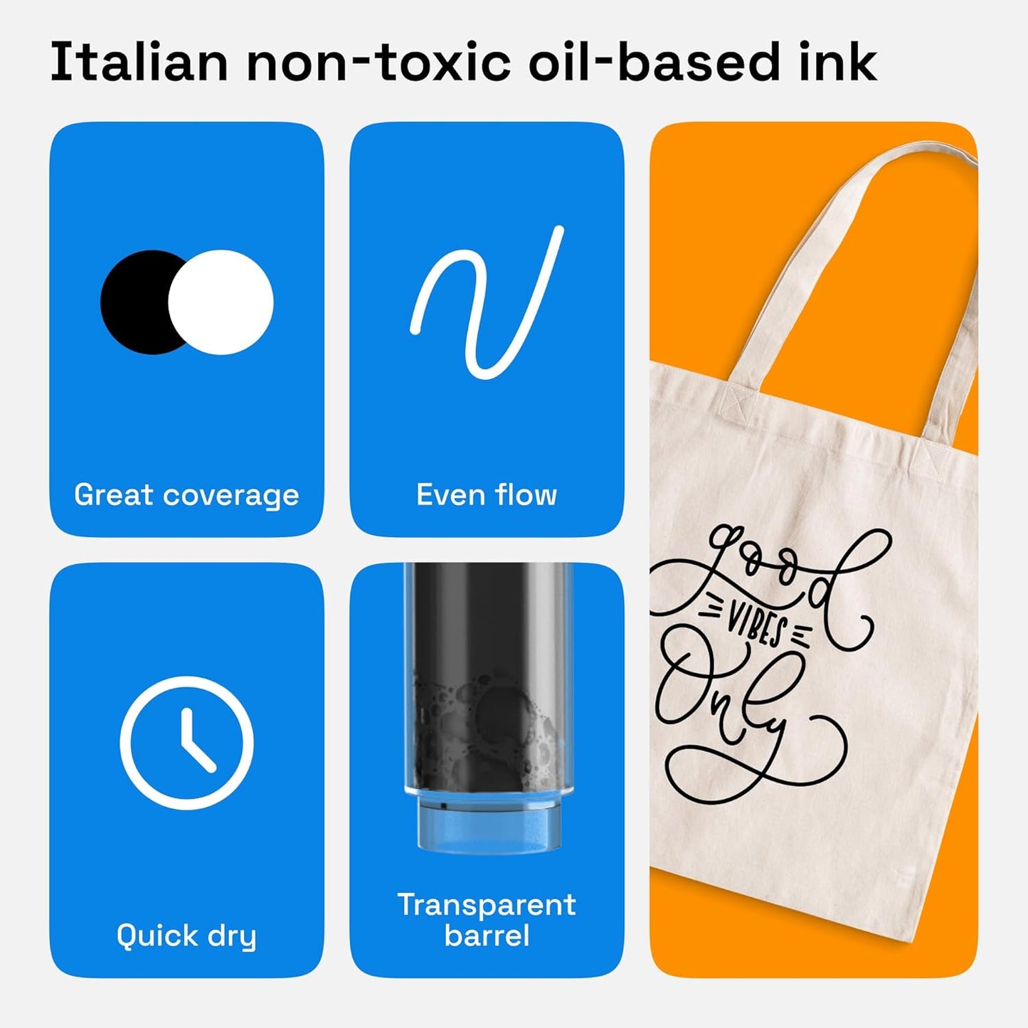 ARTISTRO 2 Black & White Permanent Marker - Waterproof Markers for Tire, Fabric, Rocks, Glass, Ceramic, Wood, Paper - Oil Based Paint Pens - Medium Tip 3mm