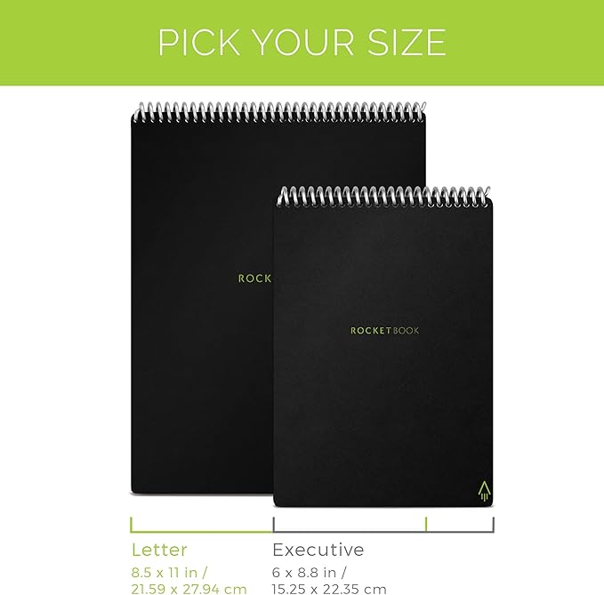 Rocketbook Smart Reusable Notebook, Flip Letter Size Spiral Notebook, Lunar Winter, (8.5" x 11")