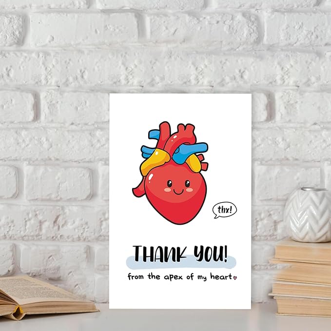 Cute Thank You Card for Heart Surgeon, Funny Thank you Gift for Women Men, Appreciation Card for Doctor Nurse Medical Staff, Thank You from the Apex of My Heart