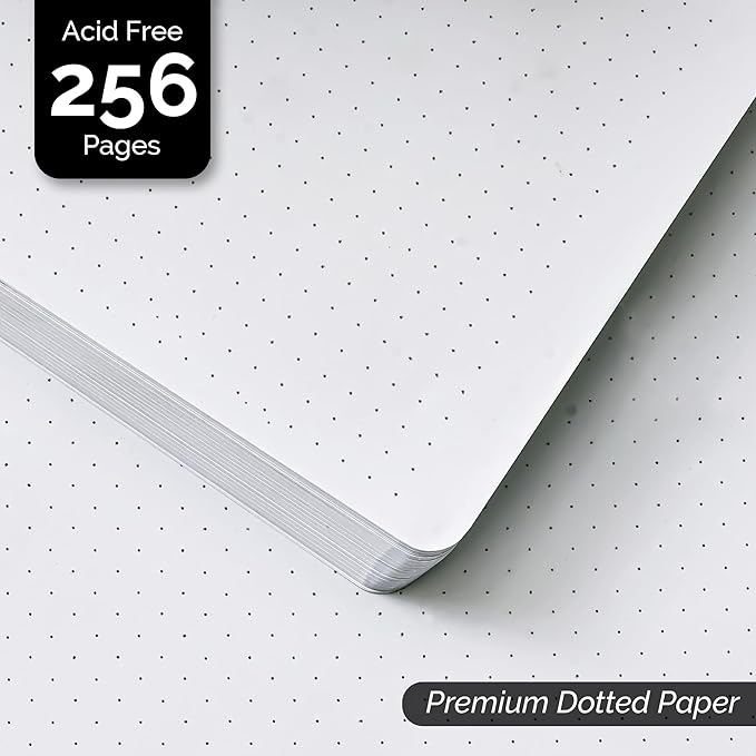 Nextnoid Hardcover Dotted Journal Notebook - 120 GSM Thick Paper, Medium A5-256 Pages - Perfect For Handwriting, Diagrams, Note-Taking and To-Do Lists (Dot, Green)