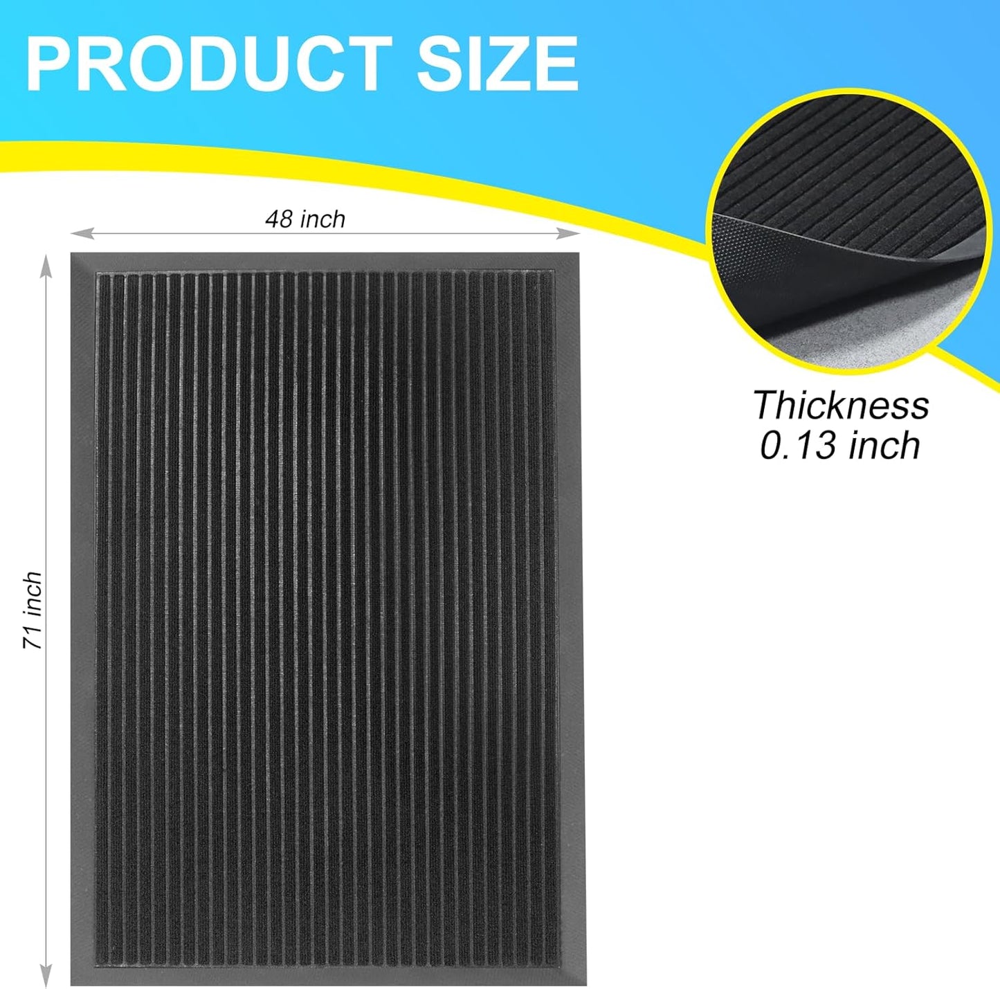 Vicwe Front Door Mat Indoor Outdoor Entrance, 71"x48" Heavy Duty Non-Slip Rubber Doormats, Low Profile,Easy Clean Entryway Floor Mats for Outside, Porch, Patios,Black