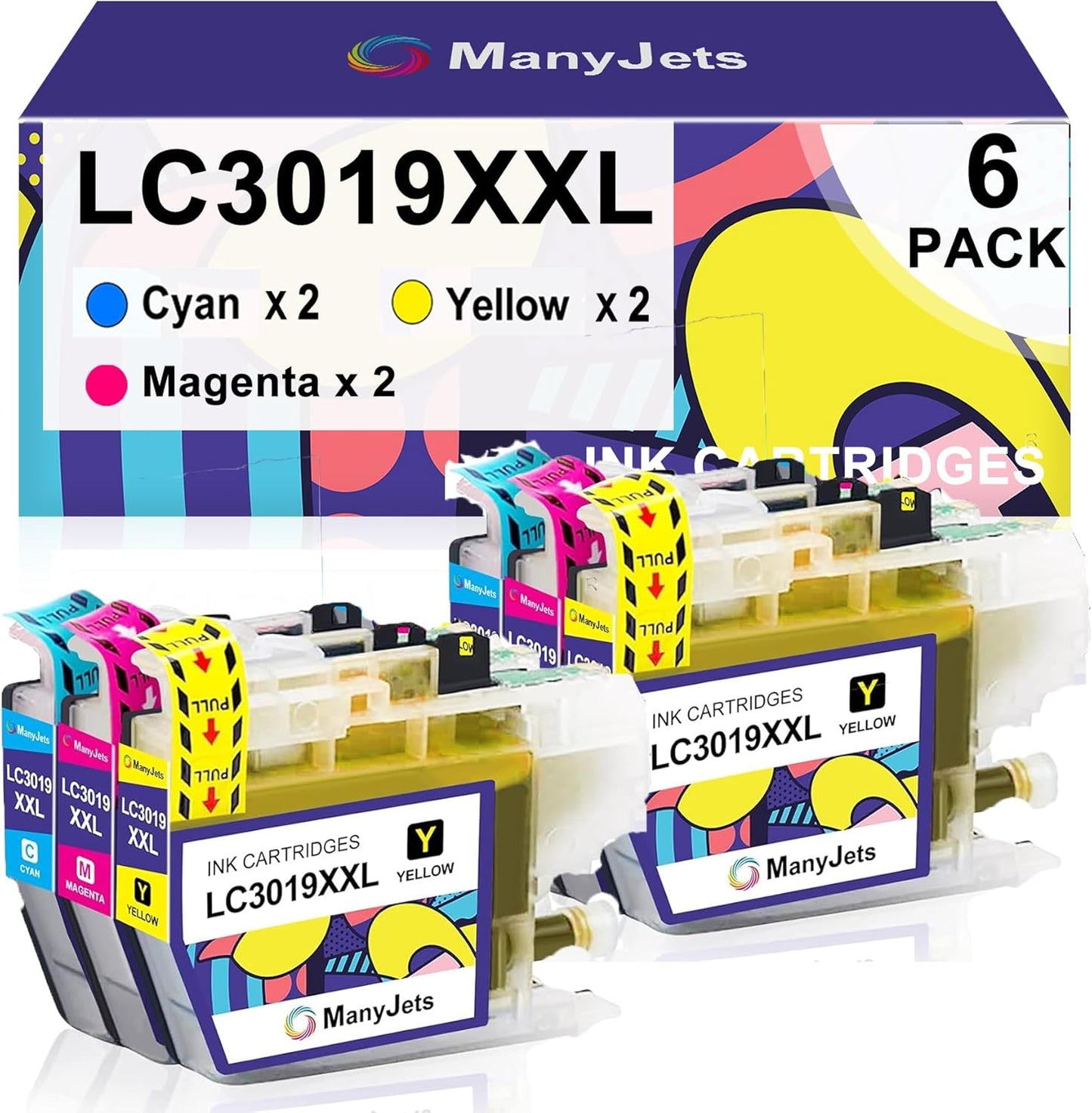 LC3019XXL Compatible Ink Cartridge Replacement for Brother LC3019 LC3019XXL LC3017 Work with Brother MFC-J5330DW MFC-J6930DW MFC-J6530DW MFC-J5335DW MFC-J6730DW Printer (2C,2M,2Y,6-Pack)