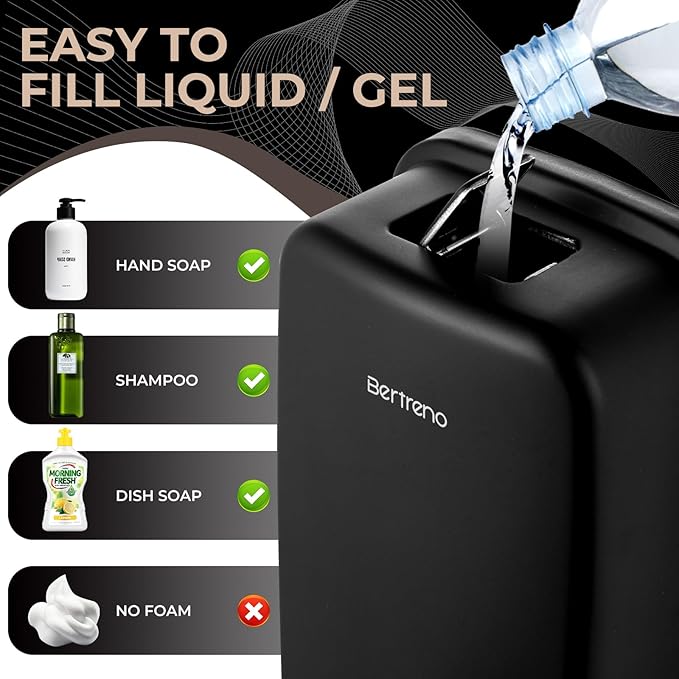 Commercial Soap Dispenser Wall Mount Stainless Steel Soap Dispensers Liquid Manual Anti-Leak Pump Hand Soap Dispenser for Bathroom Kitchen Black (35 fl.oz./1000ml)