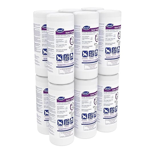 Oxivir Diversey Tb 5388471 Ready-to-Use Disinfectant Cleaning Wipes, Accelerated Hydrogen Peroxide, Large 7x8-Inch Sheets, 60-Wipes, 1-Slim Canister (Pack of 12)