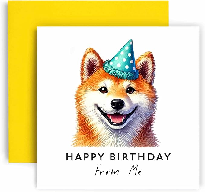 Huxters Birthday Card from the Dog – Shiba Inu - Happy Birthday to Dog Mum and Dog Dad – Birthday Card from the Dog to Friends Family First Birthday (Shiba Inu)