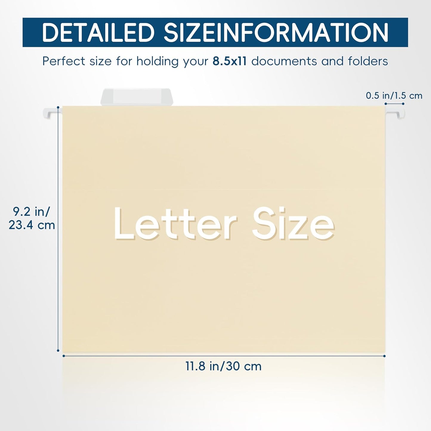 Hanging File Folders, 25 Pack Letter Size File Folders with 1/5-cut Tabs, Office Essentials for Filing Cabinet & Desk Storage