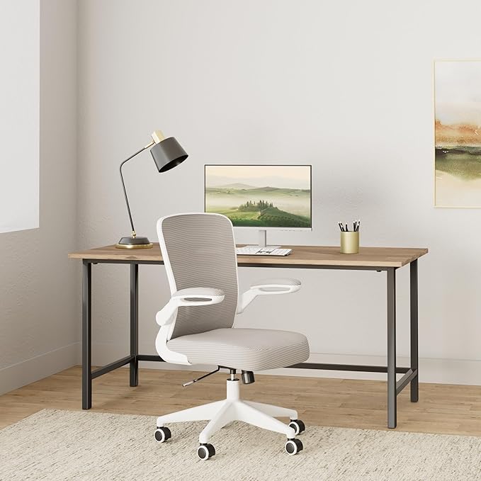 FelixKing Office Chair, Ergonomic Desk Chair Breathable Mesh Chairs with Adjustable High Back Lumbar Support Flip-up Armrests, Executive Swivel Comfy Task Computer Chairs for Home Office Gray