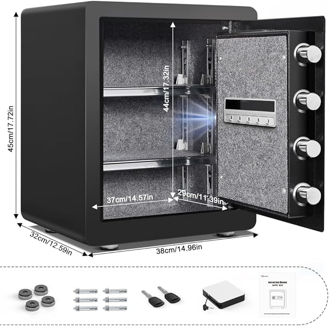 Kavey 2.0 Cub Safe Box, Home Safe with Backlit Touch Screen Keypad and Dual Alarm System, Money Safe With Mute Function and LED Light, Safe for Home Hotel Office