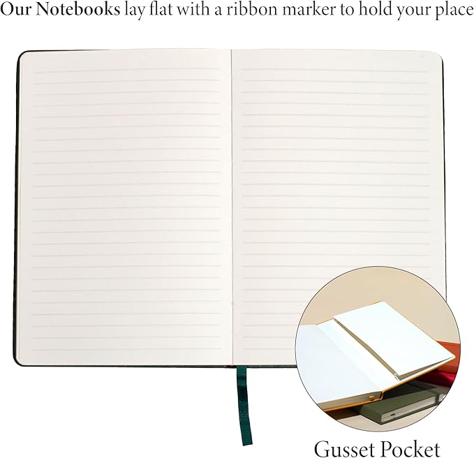 Hardcover Ruled Journal with Thick 100 gsm College Ruled Paper A5 size (8.3 inches x 5.4 inches) - Daily Writing Notebook Journal for Travel, School and Office Use - Diary Journal for Women and Men - Evergreen