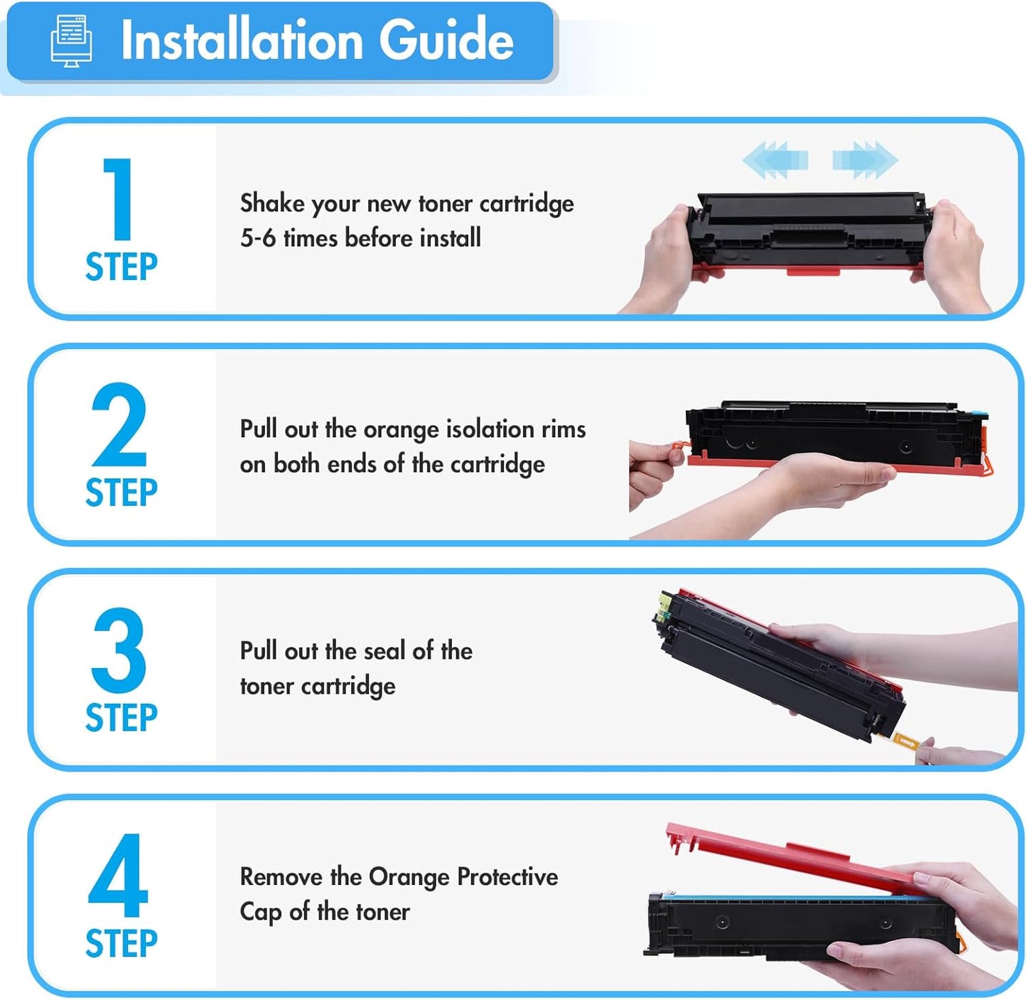 206X Toner Cartridges 4 Pack High Yield: MFP M283cdw M255dw M283fdw 206A Set Compatible Replacement for HP 206X for HP Color Laserjet Pro MFP M283fdw M283cdw M283 Printer Ink (with Chip -B/C/Y/M)