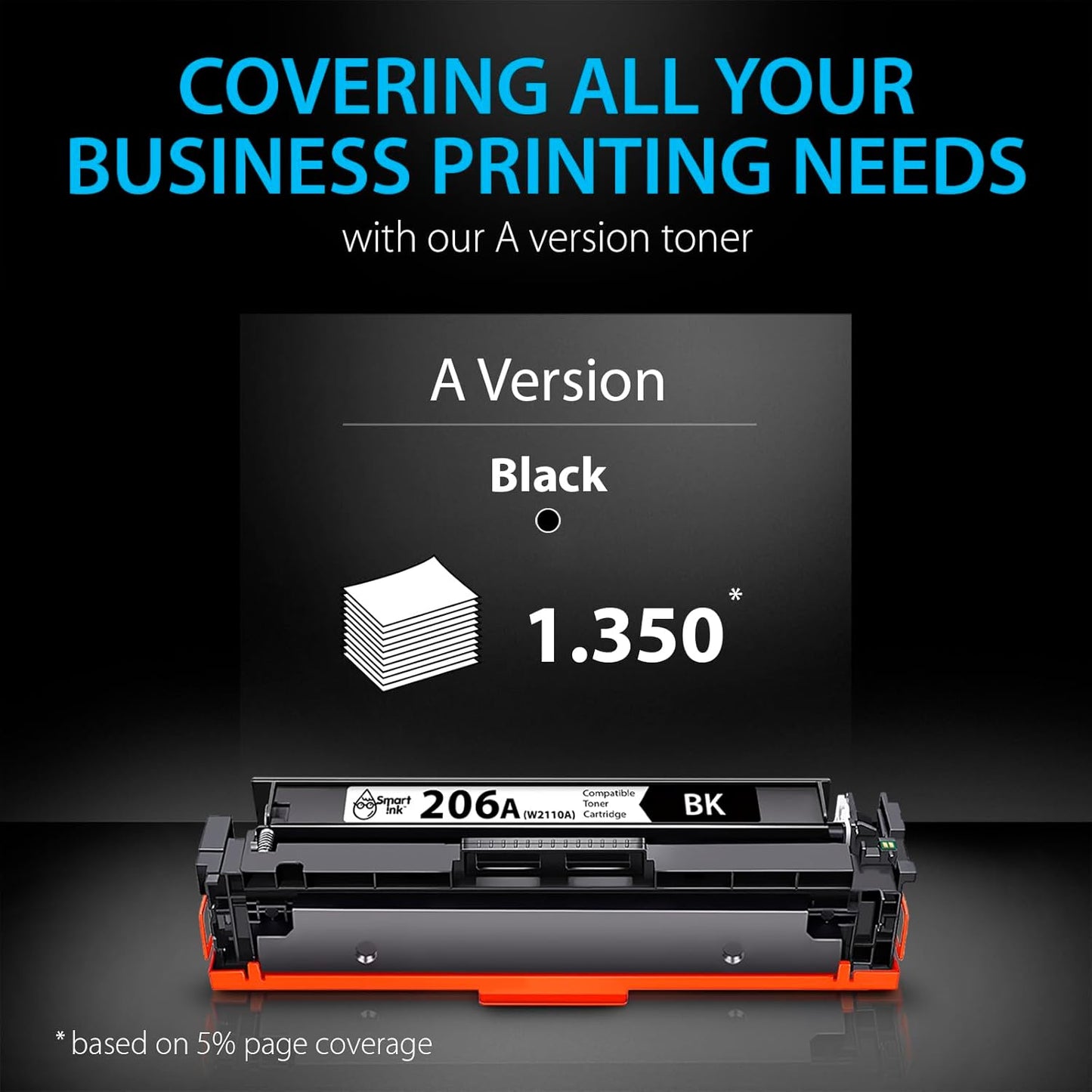 Smart Ink Compatible 206A Toner Cartridge Replacement for HP 206A Toner Cartridges (1 Black Pack) 206X with Chip to use with Color Laserjet Pro MFP M283fdw M283cdw Laserjet Pro M255dw M255nw