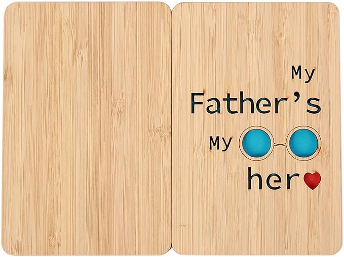 My Father My Hero Wooden Birthday Card for Dad,Thank you Card for Father,Unique Dad Cards for Papa,Fathers Day Cards for Grandpa Olddad