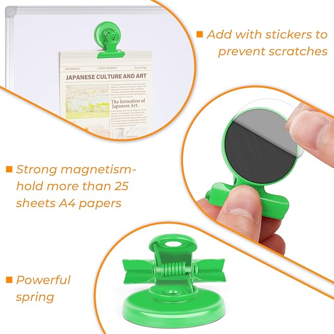 VNDUEEY 20 Pack Magnetic Clips Heavy Duty, Fridge Magnets Refrigerator Magnets, Magnets for Whiteboard, Strong Magnet Clips for Home, Office, Locker (Light Green)