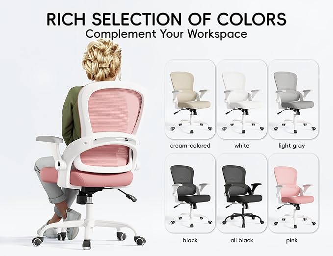 TRALT Office Chair - Ergonomic Office Chair with Back Support, Home Office Desk Chairs, Comfy Desk Chair, Computer Chair, 330lbs Wide Seat Big and Tall Office Chairs for Students (Pink)