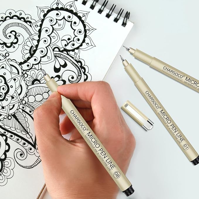 Black Micro Pens, 20 Sizes in 0.15mm - 5mm, Waterproof Archival Ink, Fine Point Pen for Artist Illustration, Sketching, Anime, Manga and Technical Drawing