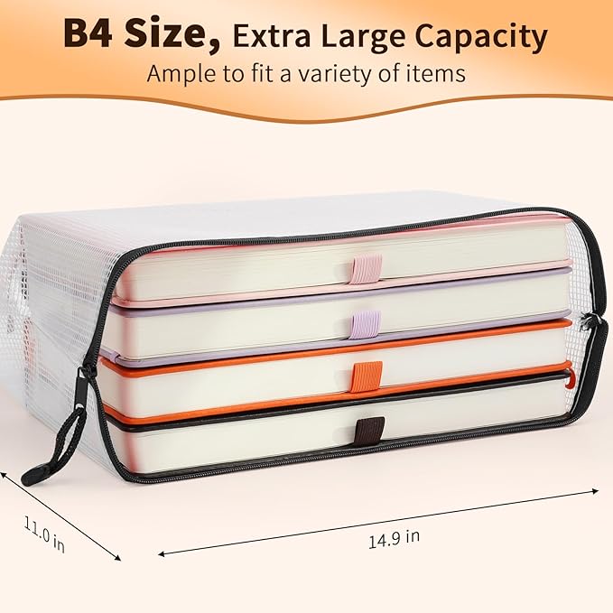 Umriox Zipper Mesh Document Pouch, 14.9x11.0 (Black, 18 Packs), Clear Zipper Pouches, Waterproof Zipper Pouches for Craft Projects Office Supplies Cosmetics Travel Storage