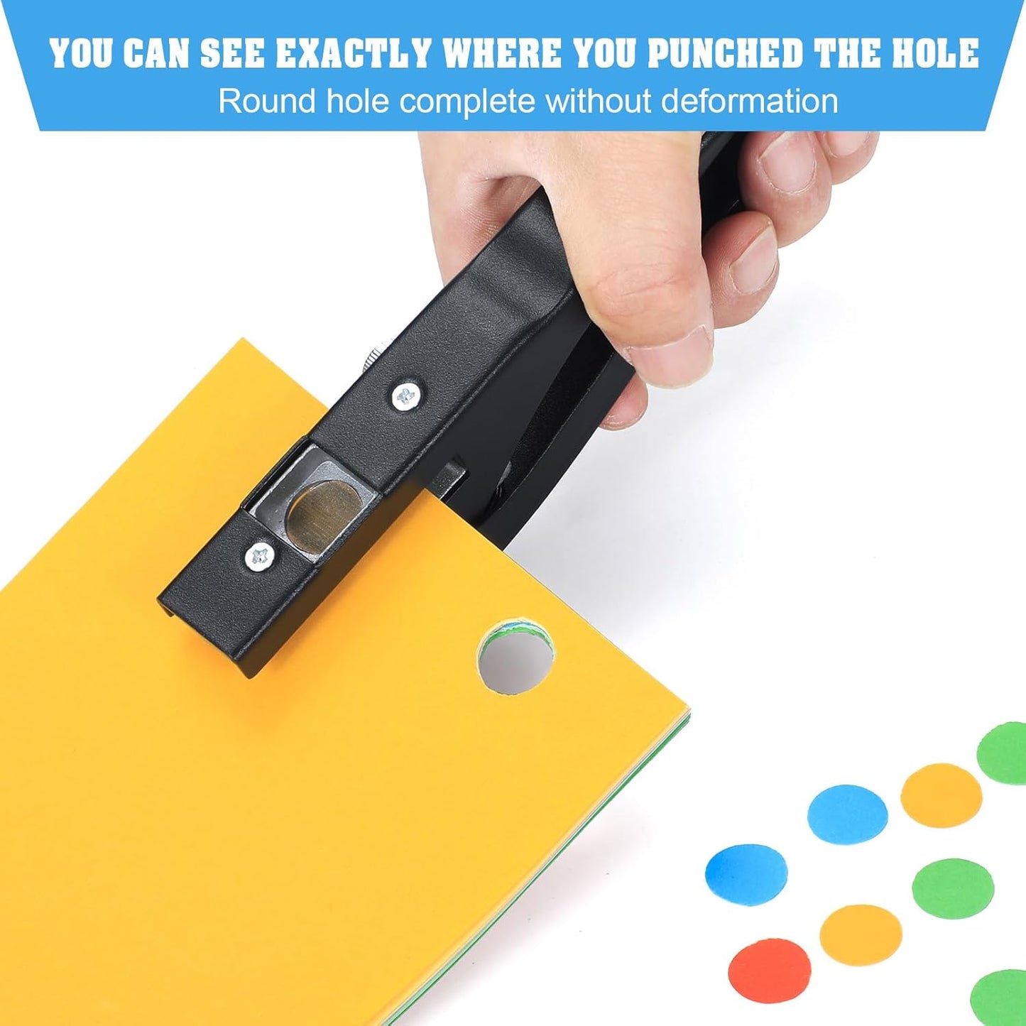 Hole Punch,Heavy Duty Hole Puncher Single,Paper Punch Portable Hand Held Long Hole Punch for Paper Cards Plastic Cardboard (12MM)