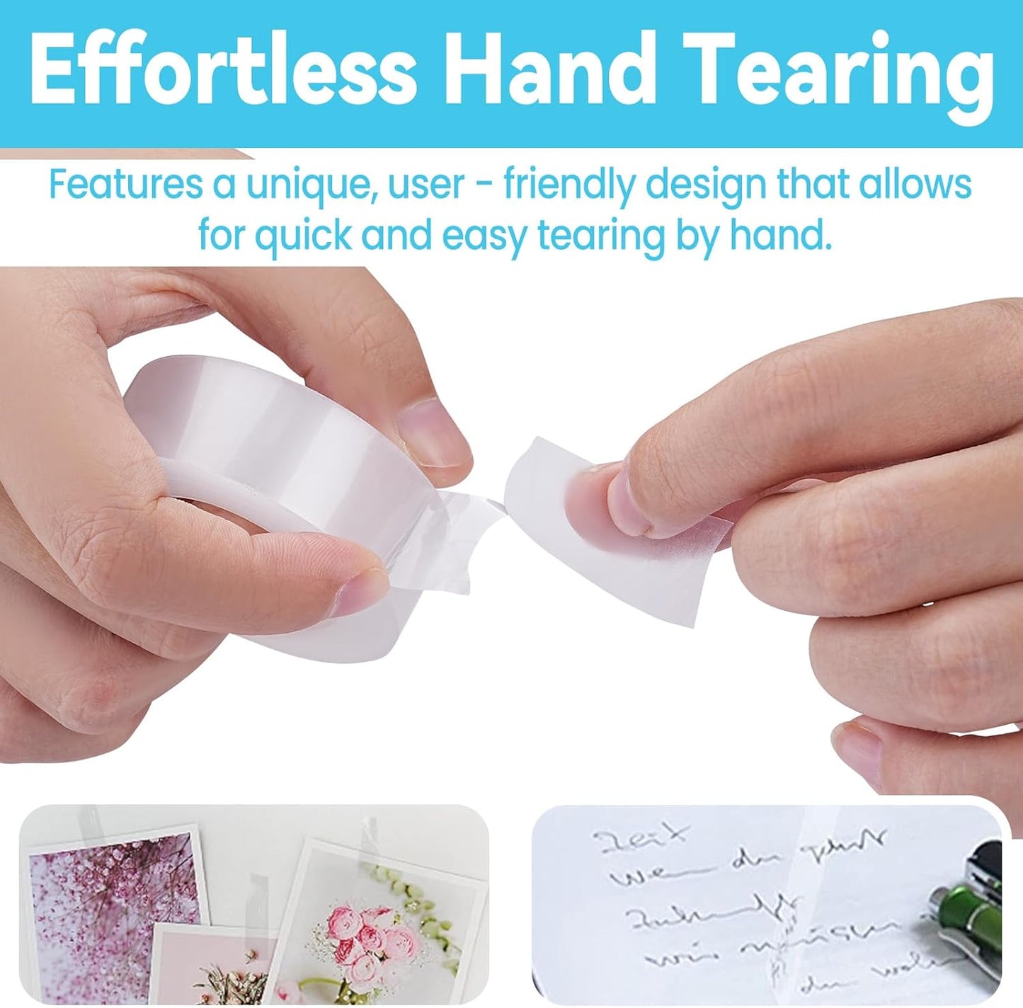 Transparent Tape Refill - Tear by Hand, 3/4" x 1000 inches, 16 Clear Tape Rolls for Dispenser, Back to School Supplies