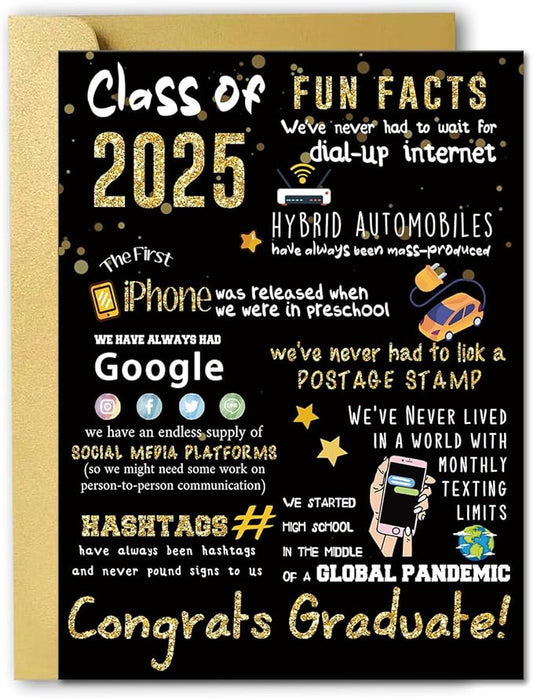 Big 2025 Graduation or Congratulations Card, Graduation Party Decorations for Her Him, Large Graduation Card for Men Women, Graduation Gifts Friends