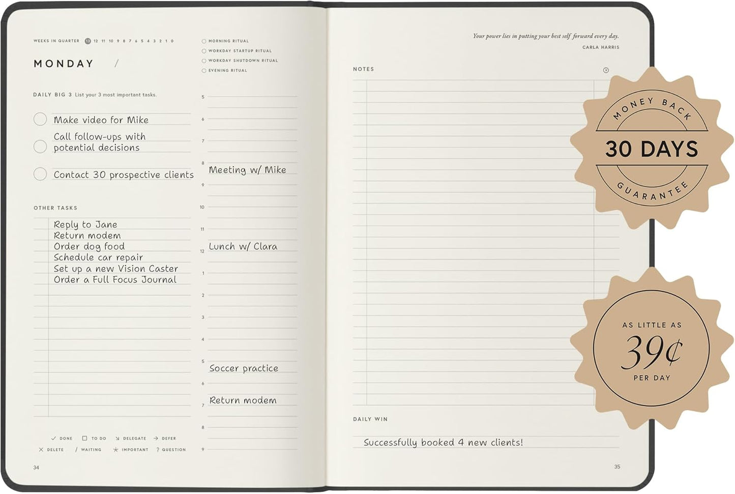 Full Focus Navy Linen Planner by Michael Hyatt - The #1 Daily Planner to Increase Focus, Eliminate Overwhelm, and Achieve Your Biggest Goals - Hardcover