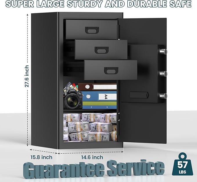 5.0 Cuft Fireproof Document Safe Box : Home Safe Fireproof Waterproof With Removable Drawer & Shelf Programmable Keypad Smart Alert Security Digital Office Safe Box For Money Jewelry