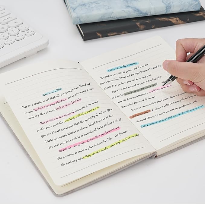 Lined Notebook Journal for Women Men 200 Pages A5 Hardcover Leather with Pen Holder College Ruled Journals for Work Note Taking Travel School (Lined, Gray-B)