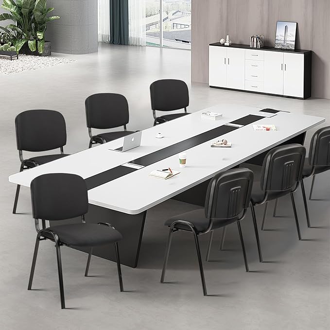 CLATINA Set of 5 Pack Stackable Waiting Room Chairs Fabric Black Reception Chair Metal with Thickened Seat Back Cushion for Waiting Conference Room Guest Stool (5 Pack)