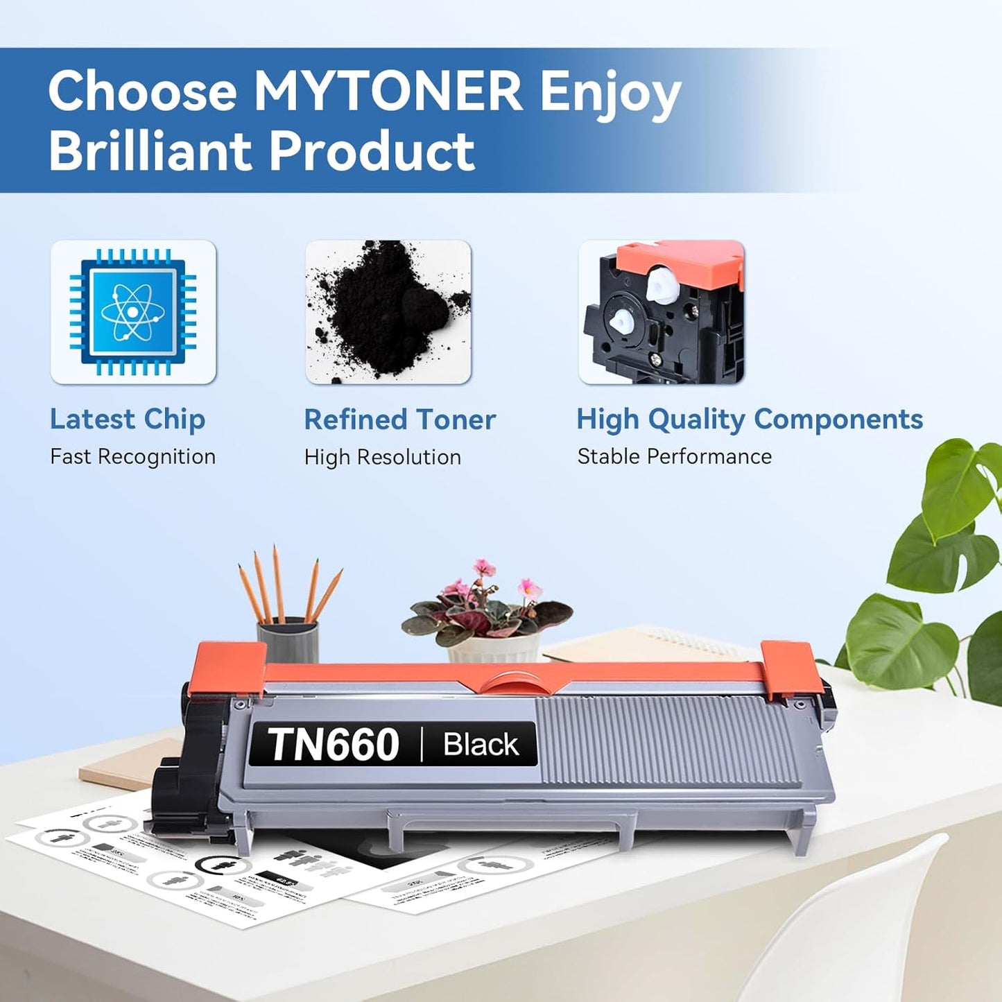 MYTONER Compatible Toner Cartridge Replacement for Brother TN660 TN-660 TN630 TN-630 Toner Cartridge for HL-L2300D HL-L2380DW HL-L2320D DCP-L2540DW MFC-L2700DW MFC-L2685DW Printer (2 Pack)