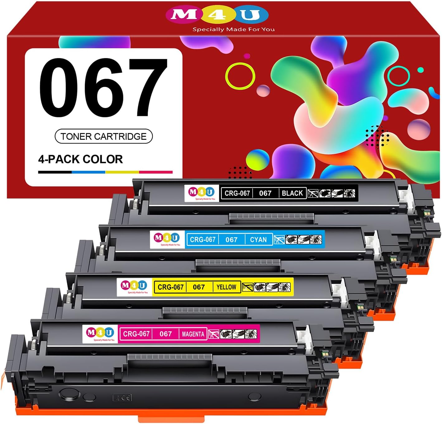 067 Toner Cartridge Set 4 Pack Compatible for Canon 067 067H Color ImageCLASS LBP632Cdw LBP633Cdw MF653Cdw MF654Cdw, i-SENSYS LBP631Cw LBP633Cdw MF651Cw Printer(Black Cyan Magenta Yellow)