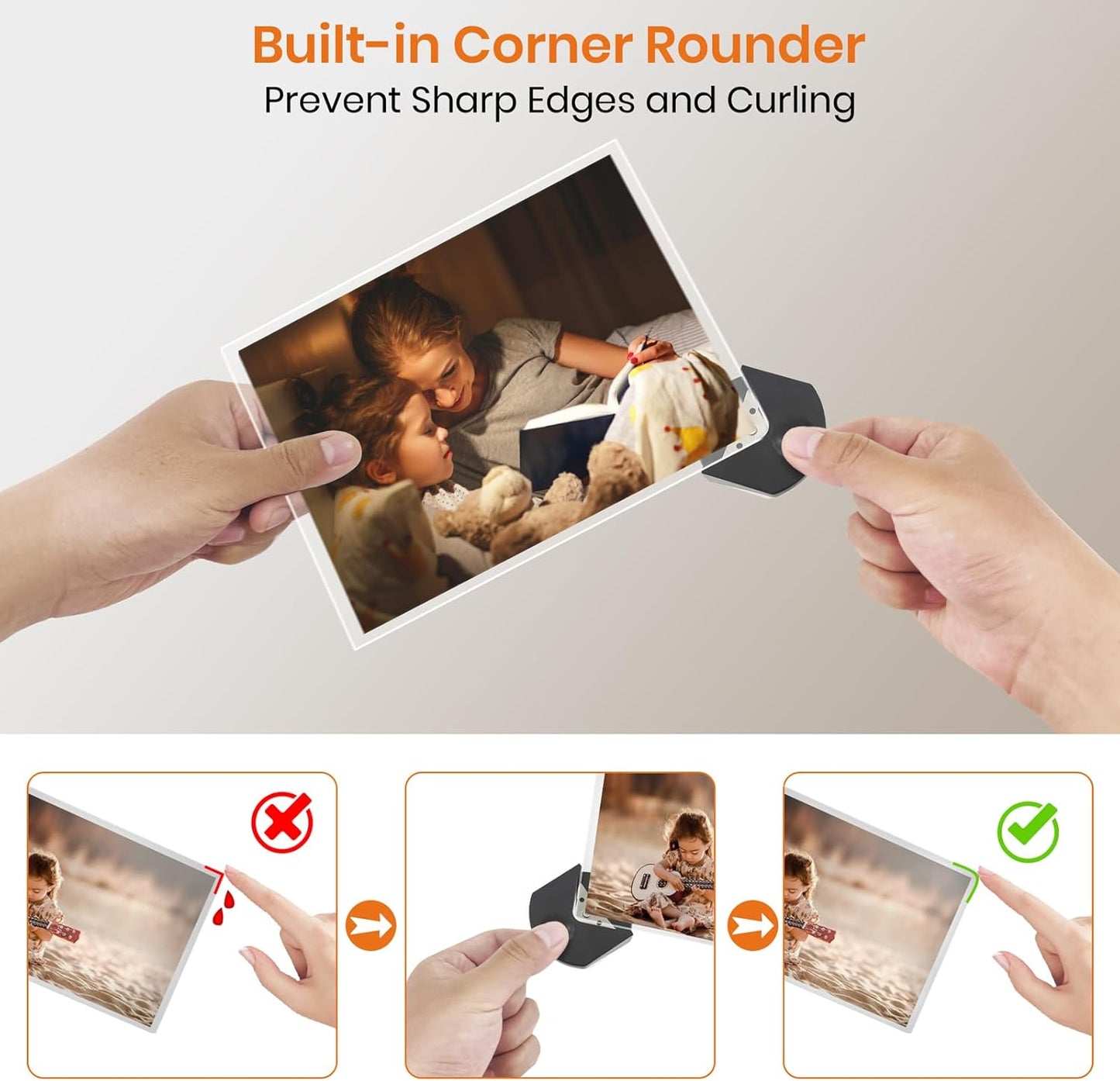 Laminator Machine, 13-Inch Thermal Laminator with Steel Paper Cutter, 13 Laminating Pouches, Corner Rounder, Jam Release Button for Home, Office, School, Teachers, Personal Use, Black