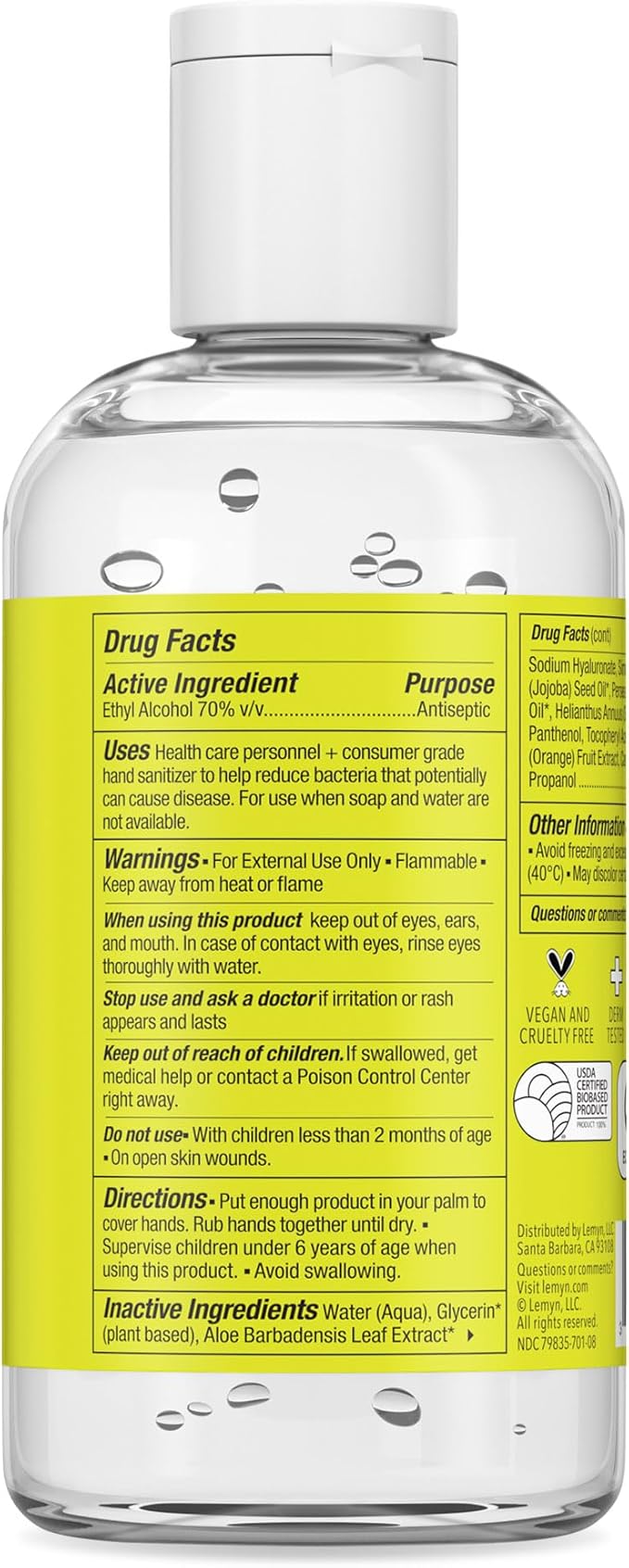 Medical Grade Hand Sanitizer Gel - 97% ORGANIC - 8 FL.OZ. Flip-Top (PACK OF 6)