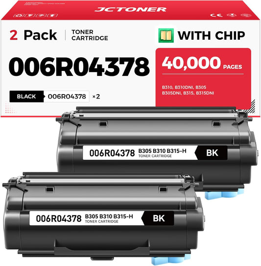 B310 B315 Extra High-Capacity Toner Cartridge 006R04378 Black 2-Pack with Chip Replacement Xerox for 006R04376 006R04377 Compatible with Xerox B310 B315 B305 B310DNI B305DNI B315DNI Printer Ink Copier