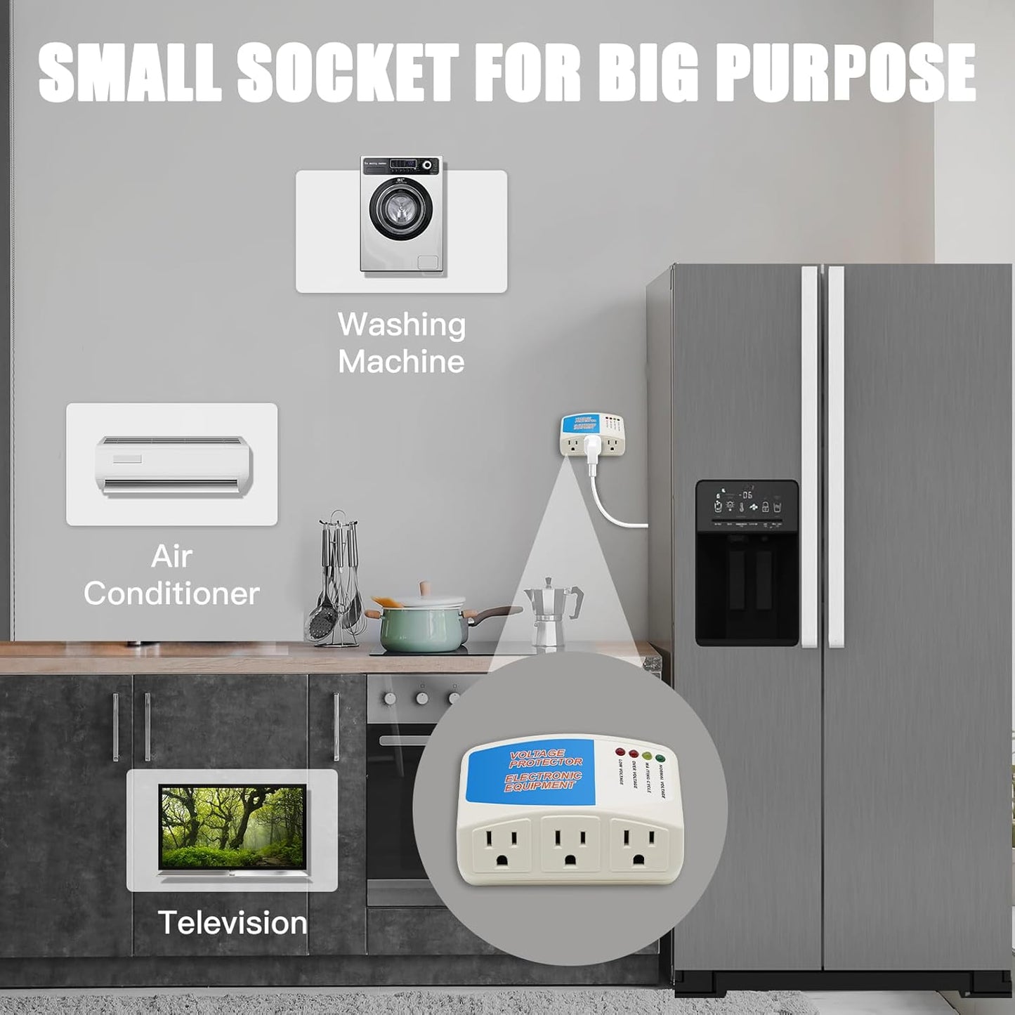 BSEED Surge Protector Power Strip Home Appliance, 3 Outlet Power Surge Protector, Voltage Protector Brownout Surge Refrigerator 1875 Watts, 120V, 15A, 2 Pack