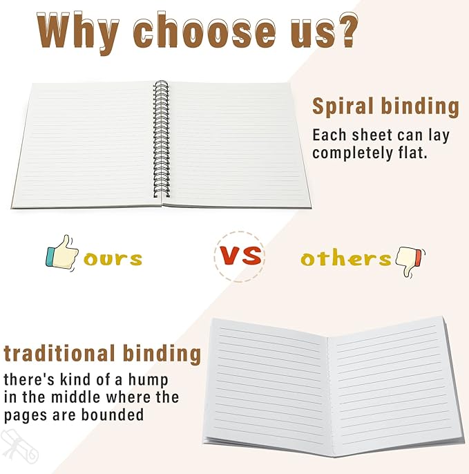 Fuutreo 24 Pcs Spiral Notebook for Work A5 8.3 x 5.7 Inch College Ruled Spiral Journal Notebook Kraft Cover, 12 Color, 60 Sheets, 120 Pages for Office School Supplies(Morandi Color)