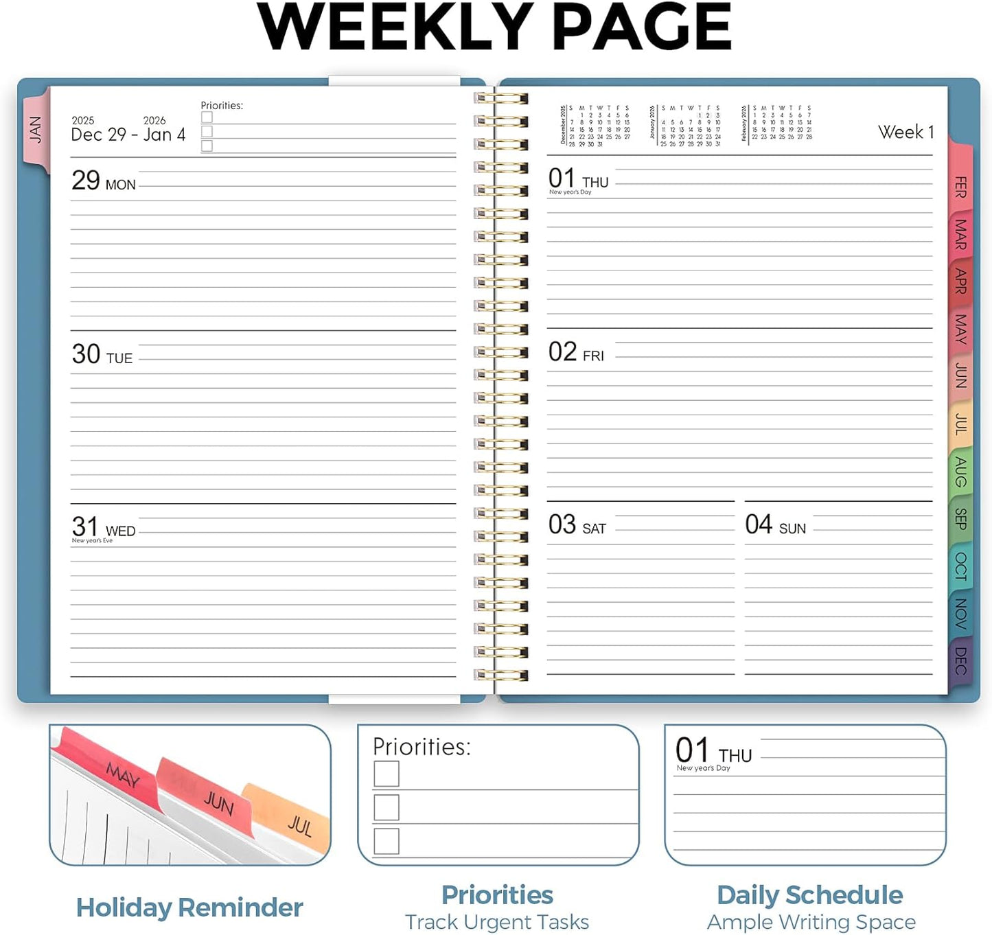 Planner 2026, 8.5" x 11" Monthly & Weekly Planner with Tabs, JAN - DEC 2026, Goal Setting & Time Management Organizer for Professionals & Students