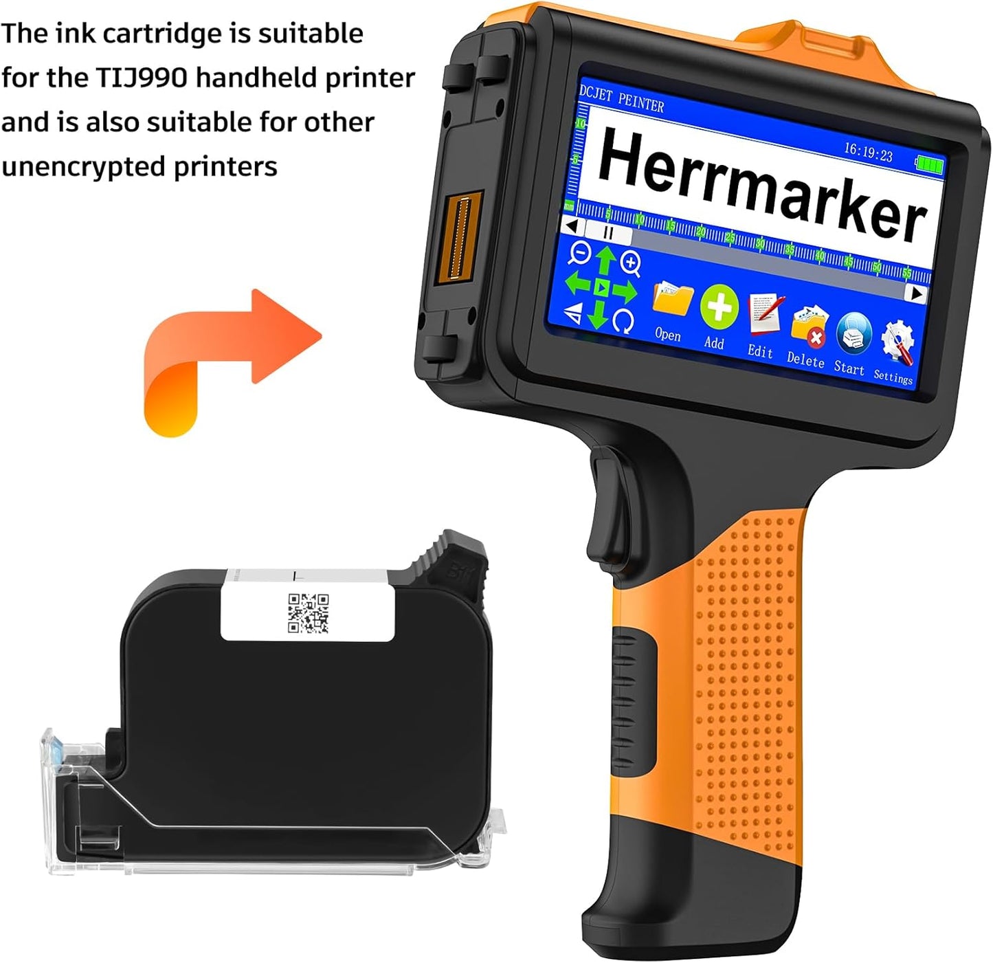 Original New 42ml Quick Dry Ink Cartridge, Replacement Compatible for 0.5inch/12.7mm Handheld Inkjet Printer TIJ314/TIJ990/T1000(Red)