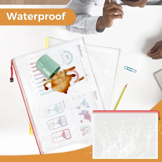 Umriox 24 Pack 12 Colors Zipper Pouches for Organizing, A3 Size (16.9 x 12.4), Big mesh Bags,Zipper Bags for Puzzles & Board Game Storage, Office Supplies Travel Toiletries