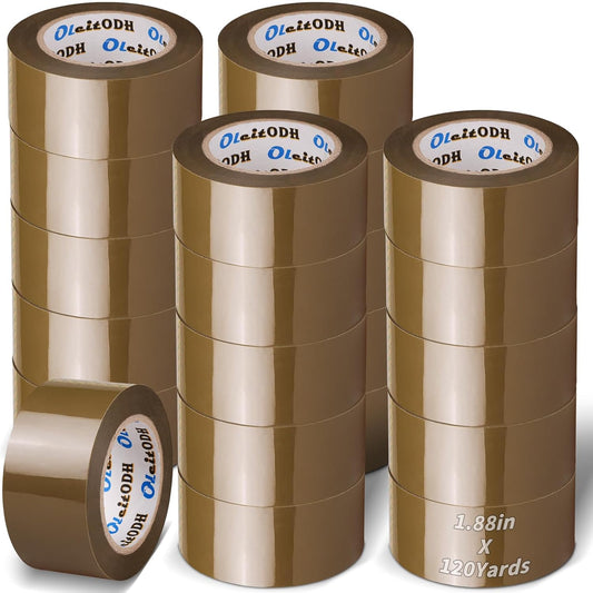 20 Rolls Brown Packing Tape with Dispenser, 1.88" X 120 yd Shipping Tape Bulk, Total 2400 yards, 2.6 mil, 3" Core, Tan Packing Tape Refills, Carton Sealing Tape for Moving Boxes, Package, Mailing