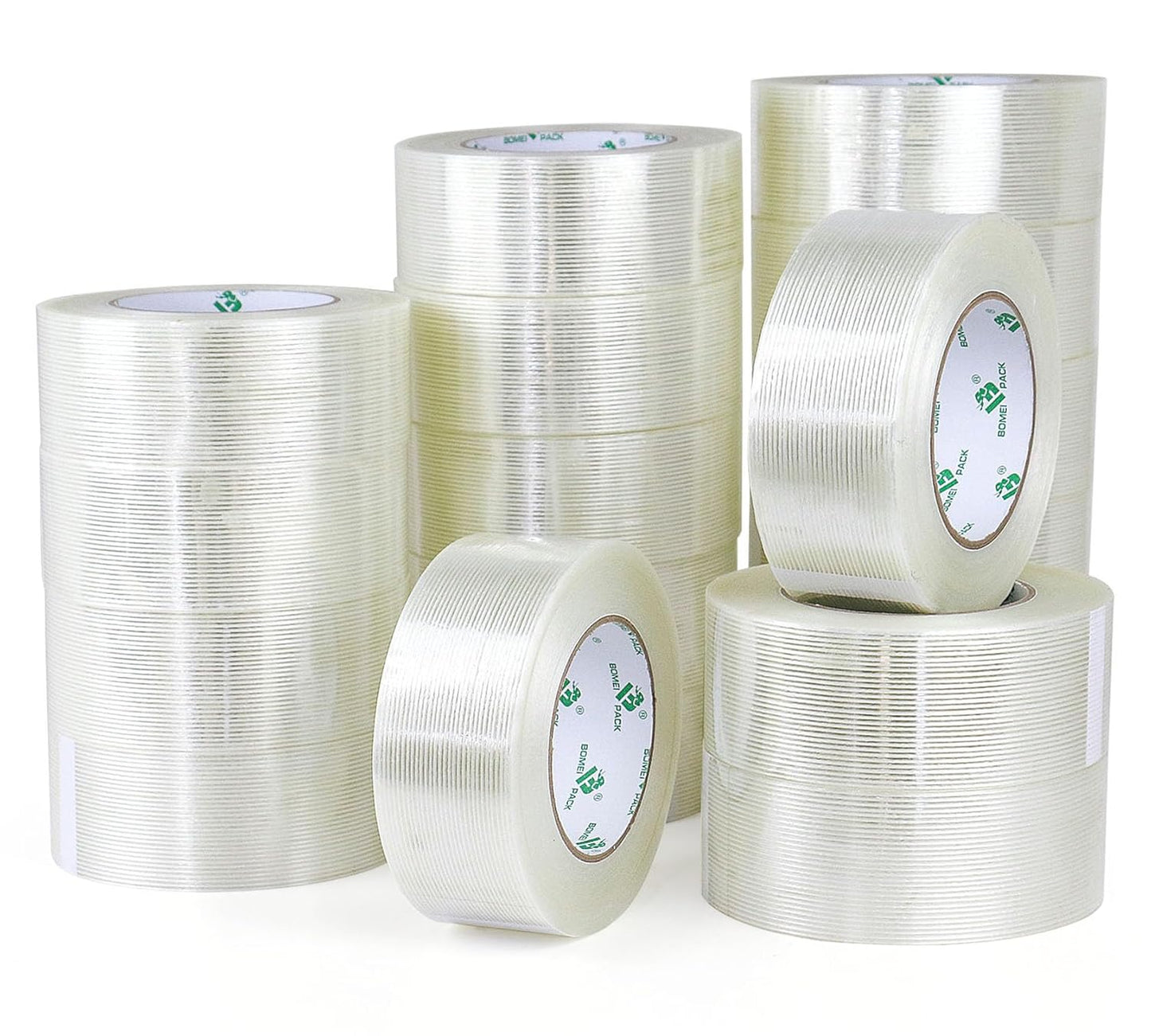 BOMEI PACK 18PACK Fiber Reinforced Packing Tape, 5.5Mil 2Inx 55Yds, Heavy Duty Strapping Tape 2inch
