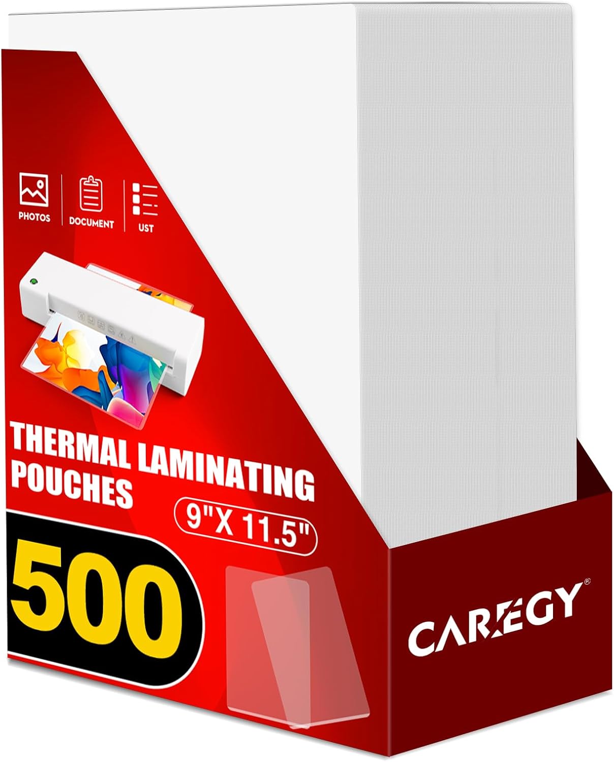 CAREGY 500 Pack Laminating Sheets,Holds 8.5 x 11 Inch Sheets,Thermal Laminating Pouches, 3 Mil, 9 x 11.5 Inches Lamination Sheet Paper for Laminator, Round Corner Letter Size