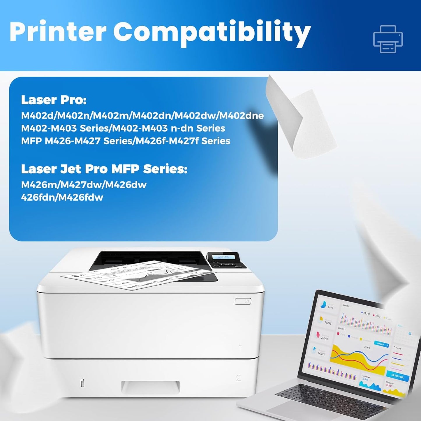 26A Black Toner Cartridge CF226A Compatible for HP 26A 26X Black Toner Cartridge Replacement HP26A Works with Laser Jet pro M402n M426fdw M402dn M402dw M402m Pro MFP M427dw M426dw M426fdn, 2 Pack