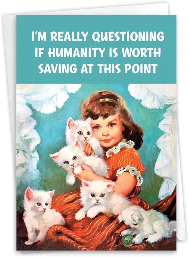 NobleWorks, Funny Birthday Paper Card with 5 x 7 Inch Envelope (1 Card) Bday Questioning Humanity C10807BDG